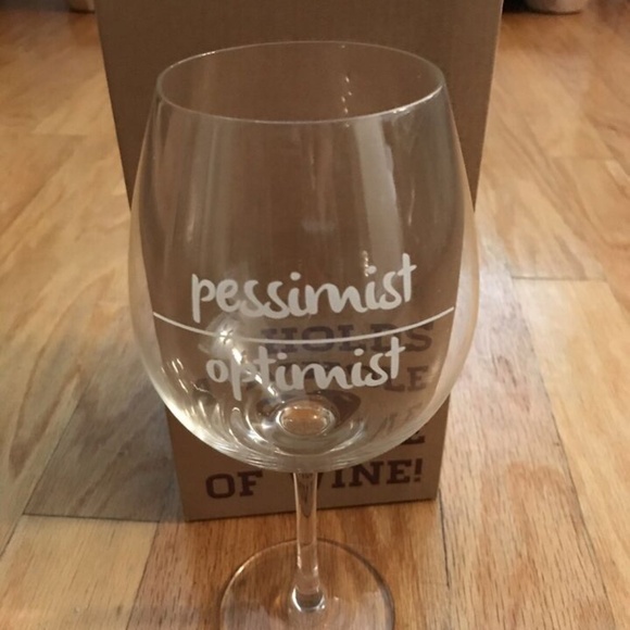 DCI Other - XXL WINE GLASS WITH ETCHED Glass Optimist Pessimist